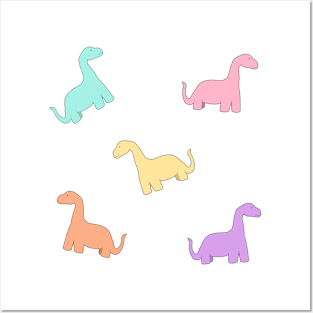 Tiny Lil Pastel Dinosaurs Posters and Art